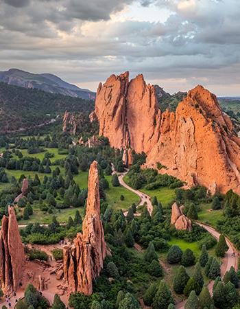 Garden of the Gods red sandstone formations in Colorado Springs.